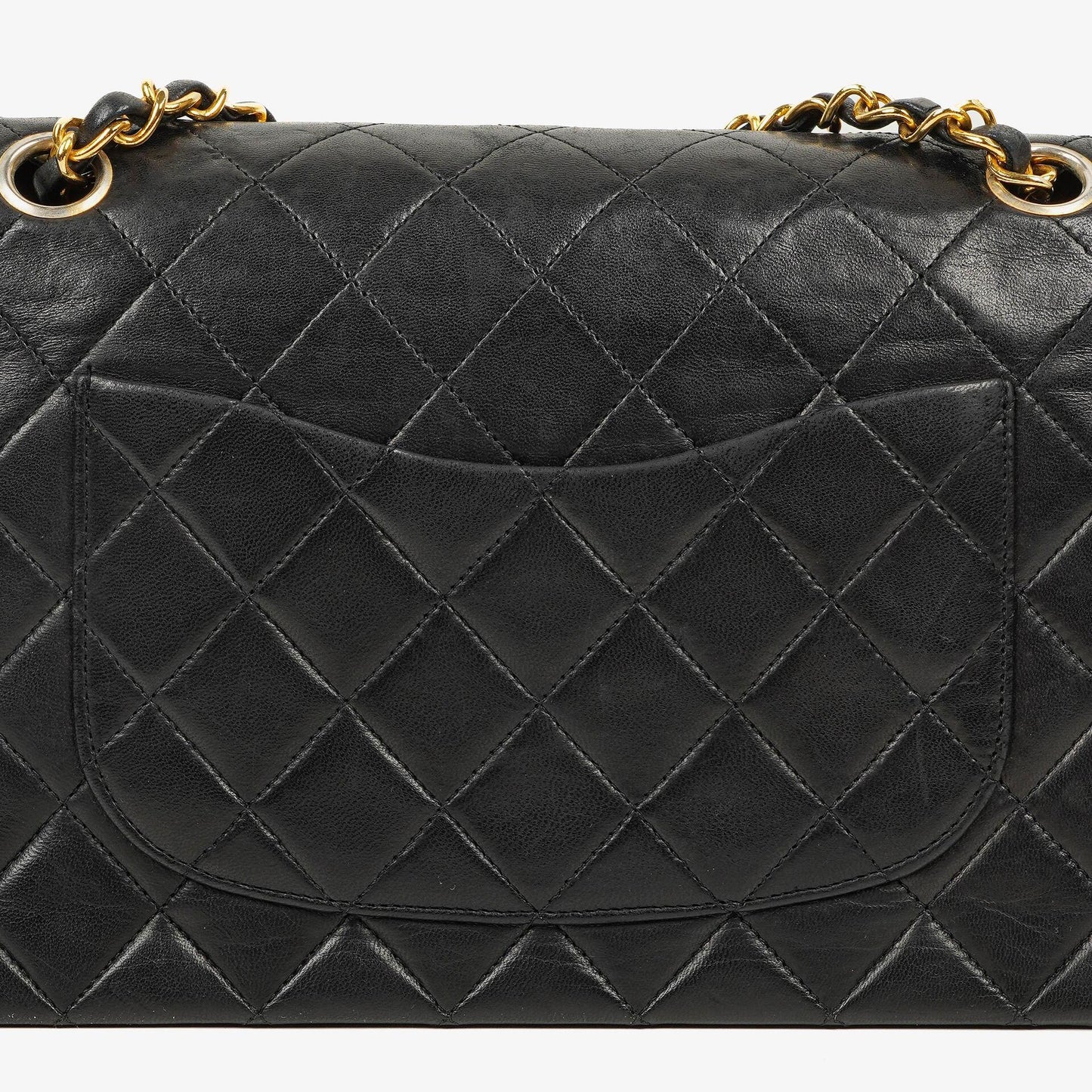 Chanel Vintage Medium Classic Double Flap Tasche Schwarz Stepp-Lammleder 24K Vergoldeter Hardware