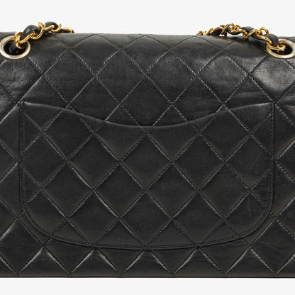 Chanel Vintage Medium Classic Double Flap Tasche Schwarz Stepp-Lammleder 24K Vergoldeter Hardware