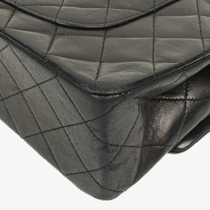 Chanel Vintage Medium Classic Double Flap Tasche Schwarz Stepp-Lammleder 24K Vergoldeter Hardware