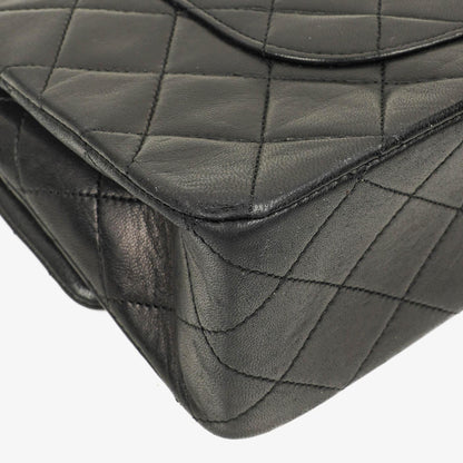 Chanel Vintage Medium Classic Double Flap Tasche Schwarz Stepp-Lammleder 24K Vergoldeter Hardware