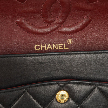 Chanel Vintage Medium Classic Double Flap Tasche Schwarz Stepp-Lammleder 24K Vergoldeter Hardware