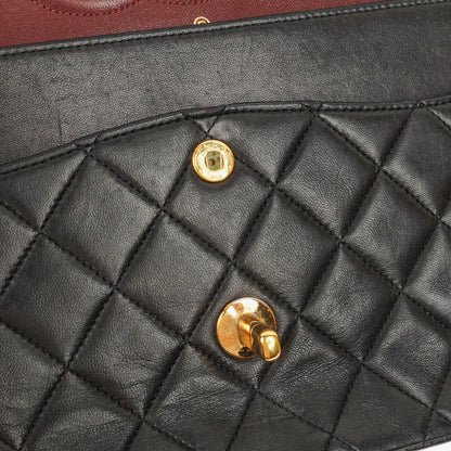 Chanel Vintage Medium Classic Double Flap Tasche Schwarz Stepp-Lammleder 24K Vergoldeter Hardware