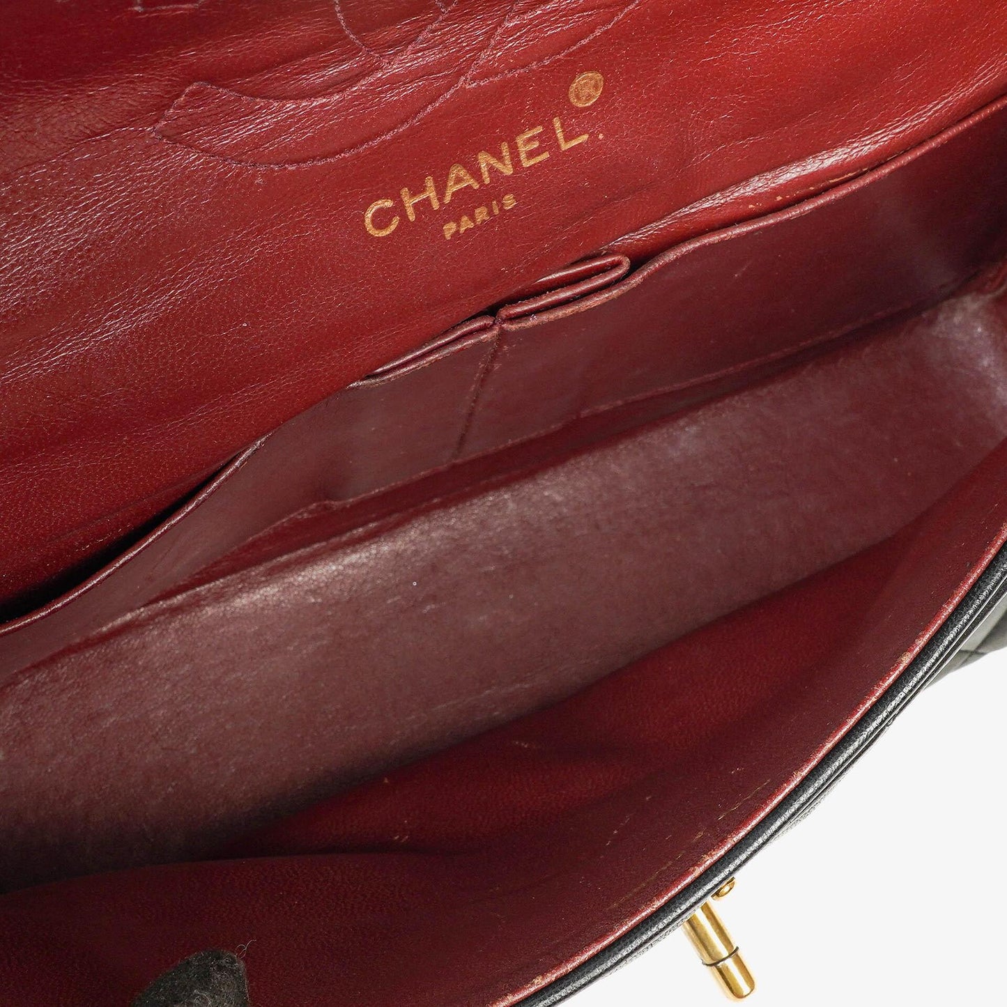 Chanel Vintage Medium Classic Double Flap Tasche aus schwarzem gestepptem Lammleder mit 24K vergoldeten Beschlägen