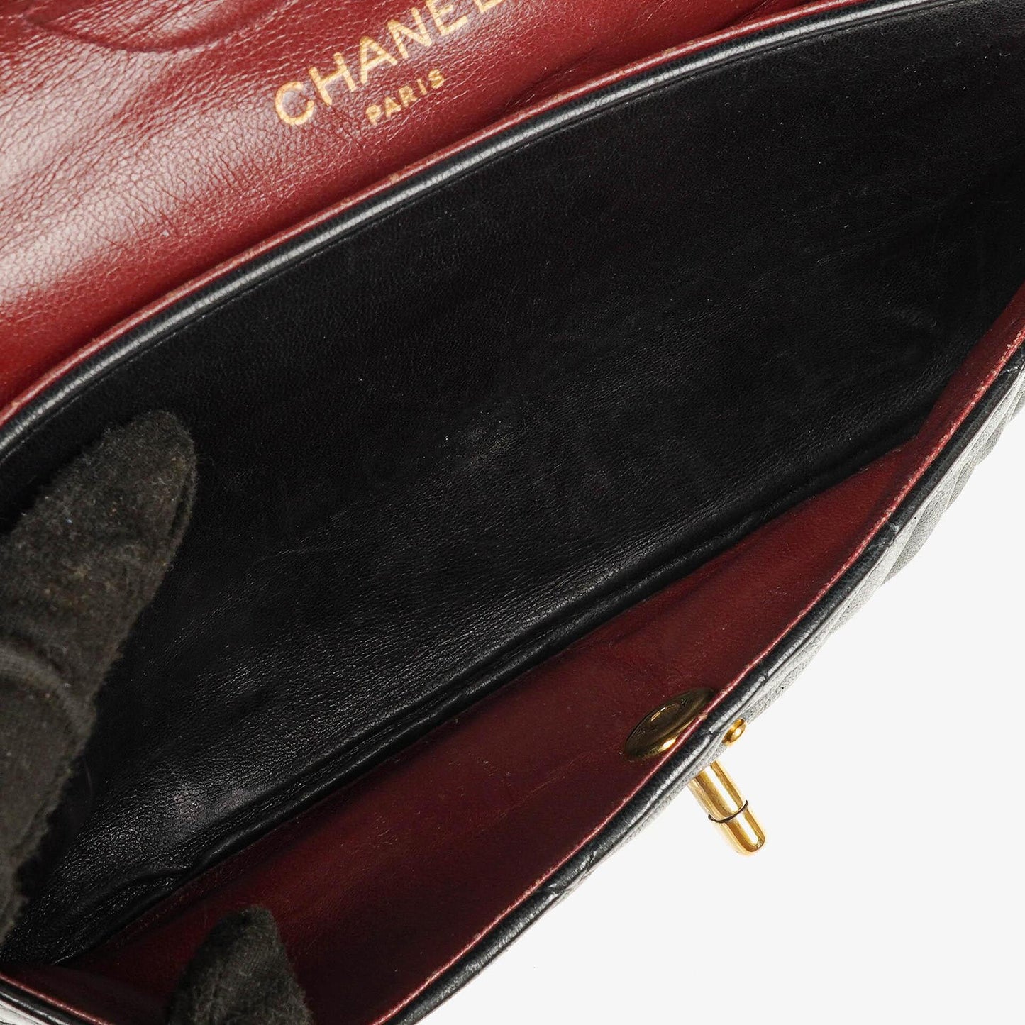 Chanel Vintage Medium Classic Double Flap Tasche aus schwarzem gestepptem Lammleder mit 24K vergoldeten Beschlägen