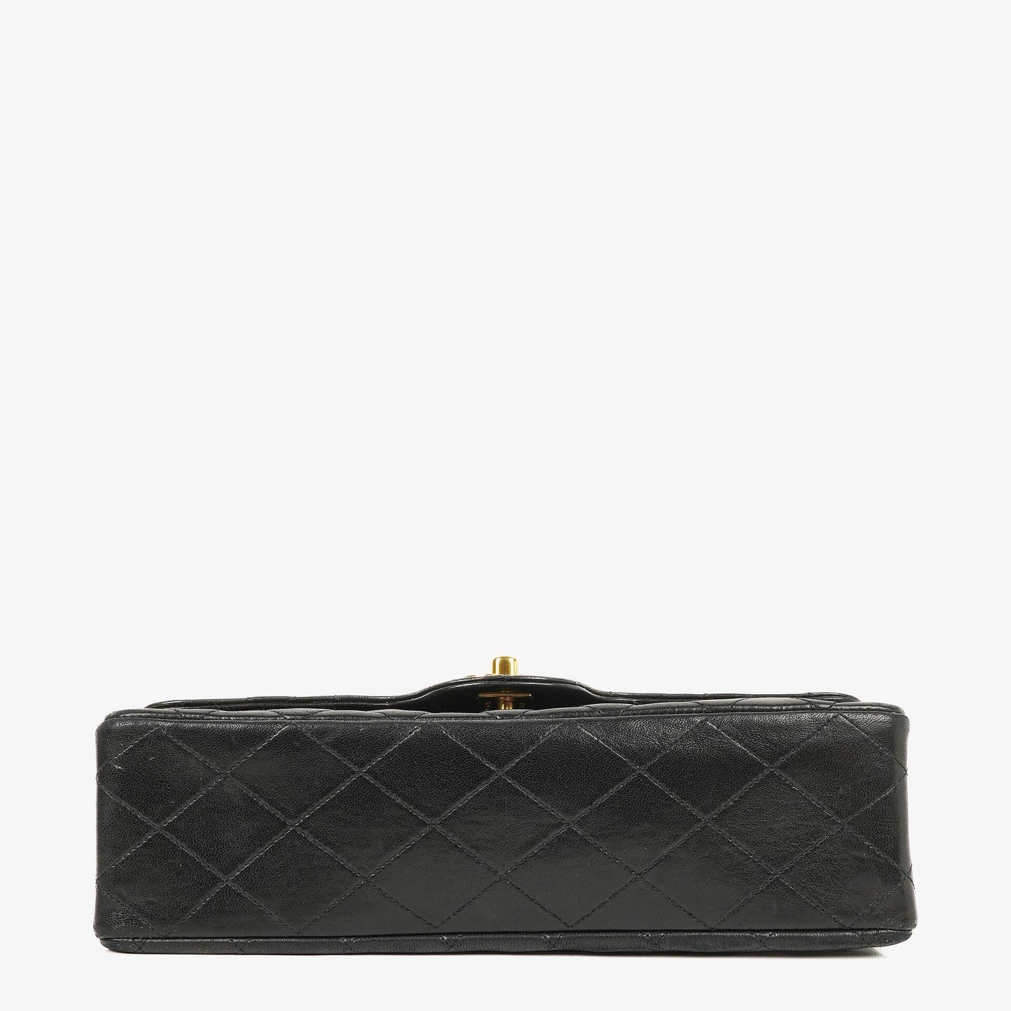 Chanel Vintage Medium Classic Double Flap Bag aus schwarzem gestepptem Lammleder mit 24K vergoldeter Hardware