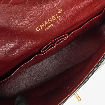 Chanel Vintage Medium Classic Double Flap Bag aus schwarzem gestepptem Lammleder mit 24K vergoldeter Hardware