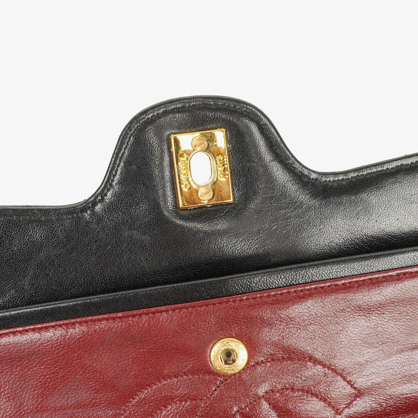 Chanel Vintage Medium Classic Double Flap Bag aus schwarzem gestepptem Lammleder mit 24K vergoldeter Hardware