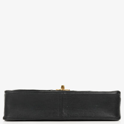 Chanel Vintage Classic Medium Double Flap Tasche aus schwarzem gestepptem Lammleder mit 24K vergoldeter Hardware, 1986-1988