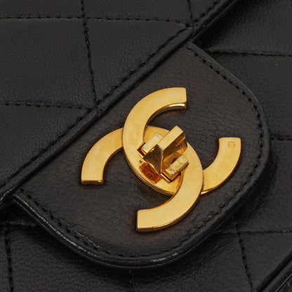 Chanel Vintage Classic Medium Double Flap Tasche aus schwarzem gestepptem Lammleder mit 24K vergoldeter Hardware, 1986-1988