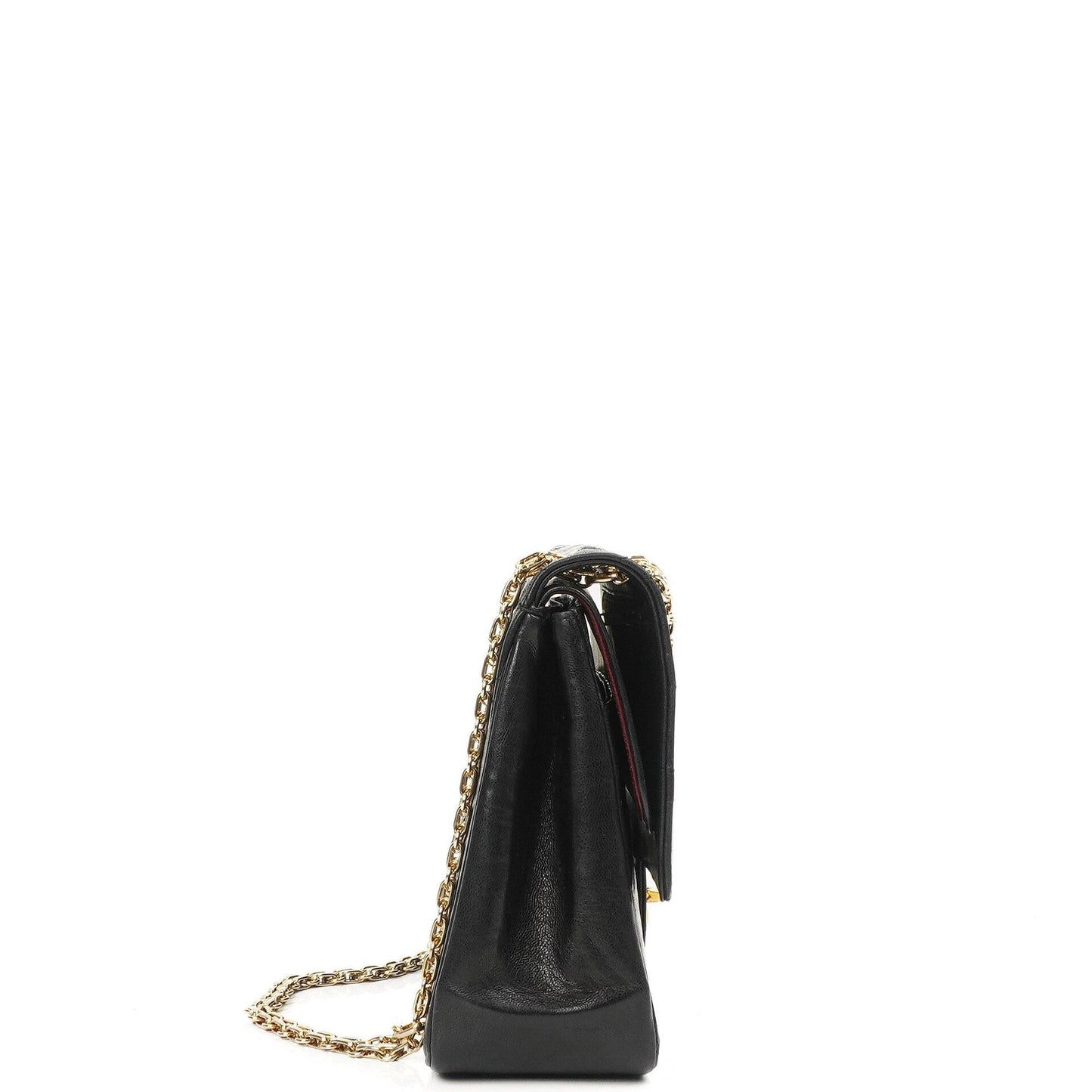 Chanel Vintage Medium Classic Double Flap Tasche Schwarzes gestepptes Lammleder mit 24K vergoldeten Beschlägen und Mademoiselle Kette