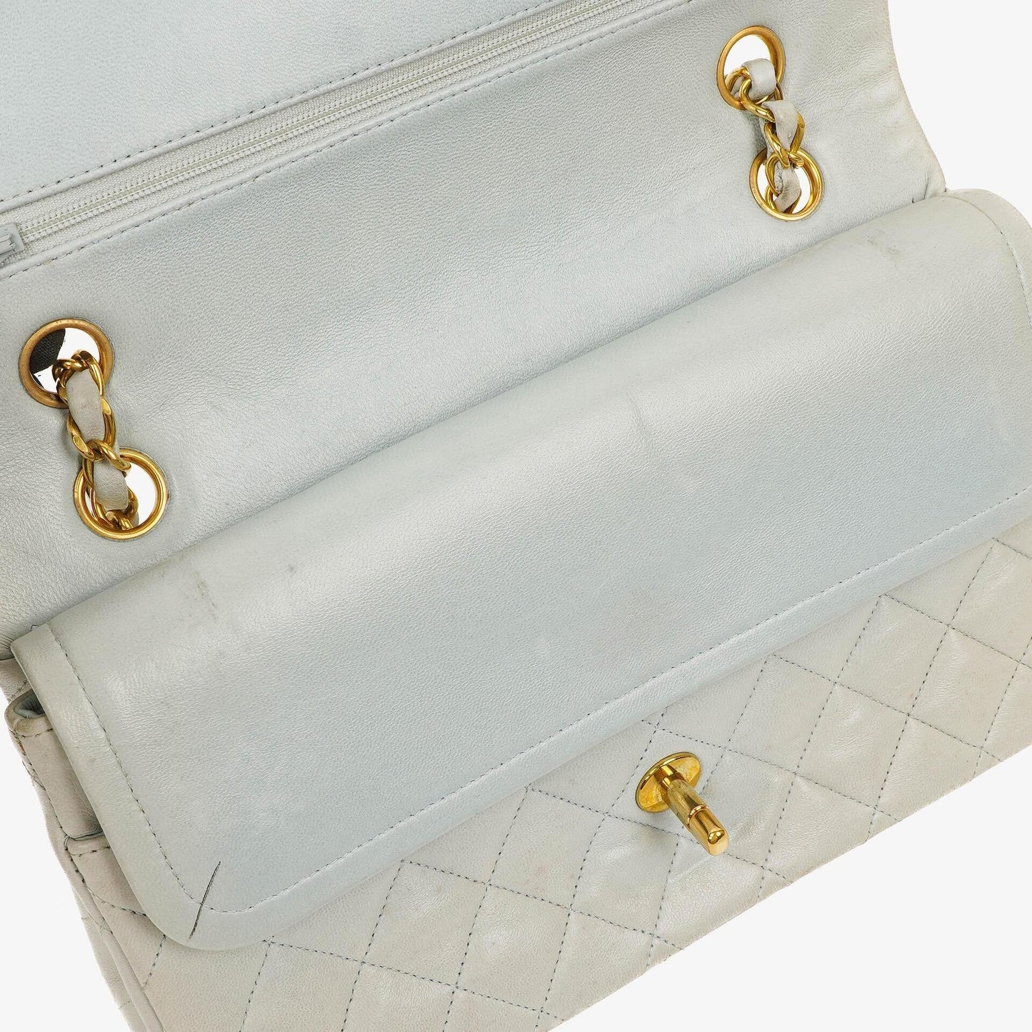 Chanel Vintage Classic Medium Double Flap Tasche aus gestepptem Lammleder mit 24K vergoldeter Hardware
