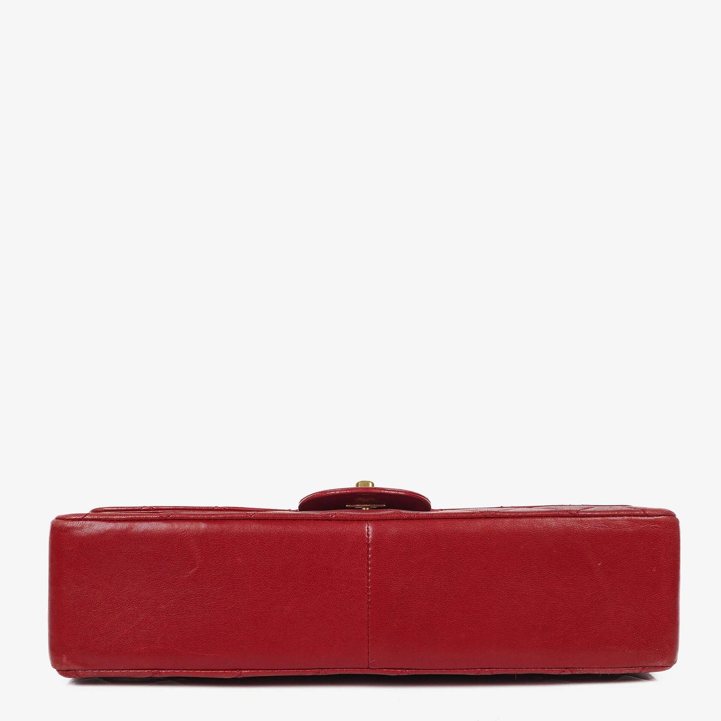 Chanel Vintage Medium Classic Double Flap Tasche aus rotem gestepptem Lammleder mit 24K vergoldeten Beschlägen
