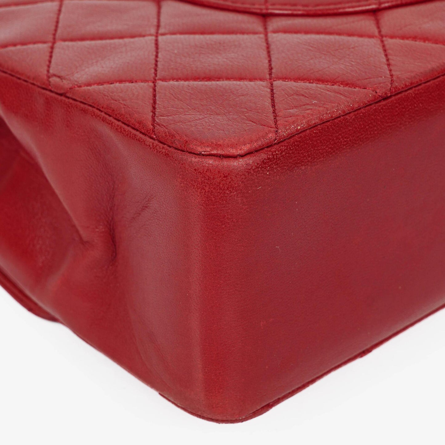 Chanel Vintage Medium Classic Double Flap Tasche aus rotem gestepptem Lammleder mit 24K vergoldeten Beschlägen