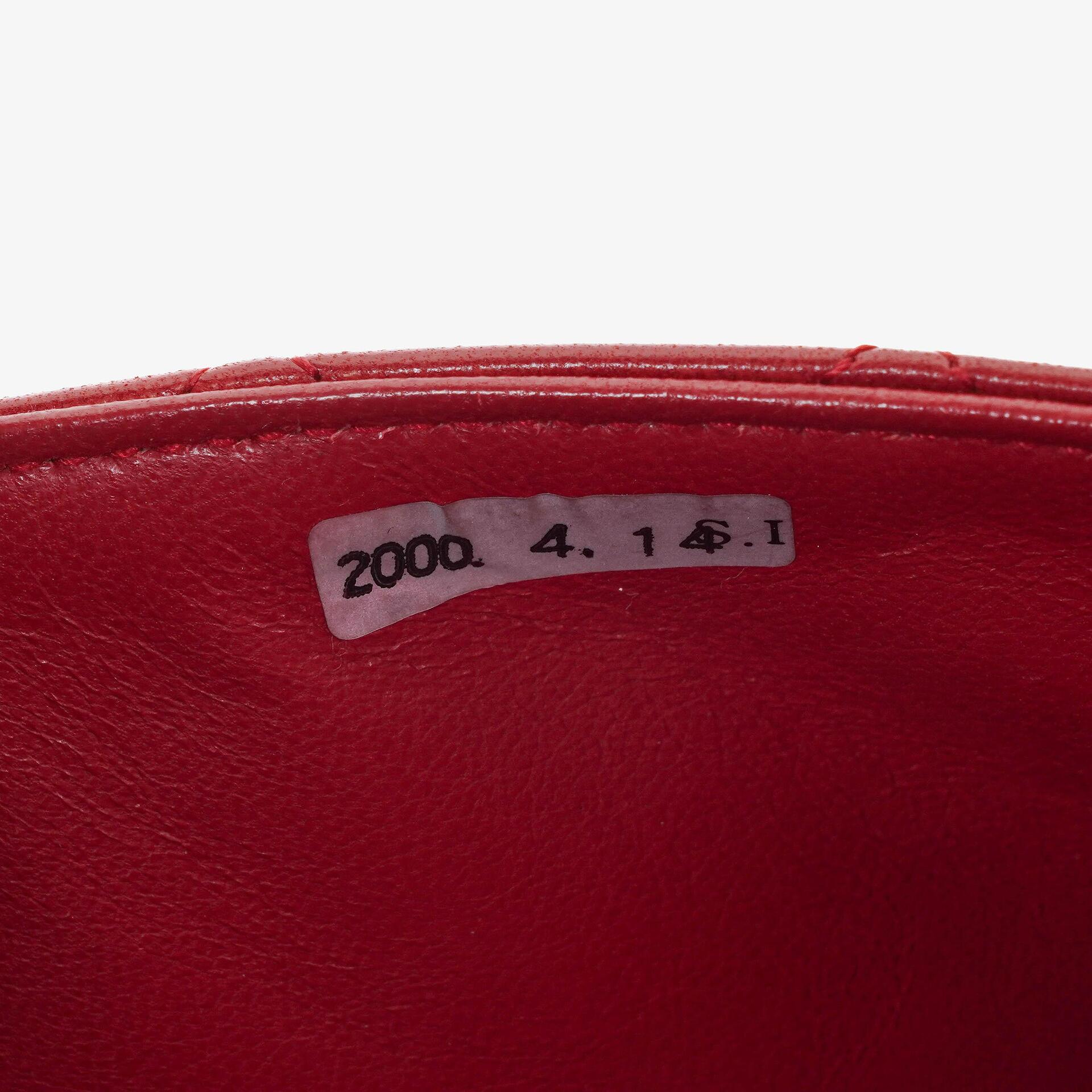 Chanel Vintage Medium Classic Double Flap Tasche aus rotem gestepptem Lammleder mit 24K vergoldeten Beschlägen