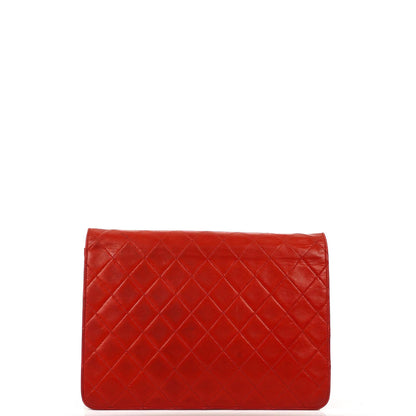Chanel Vintage Medium Classic Single Flap Bag, Rotes gestepptes Lammleder, 24K Goldplattierte Hardware