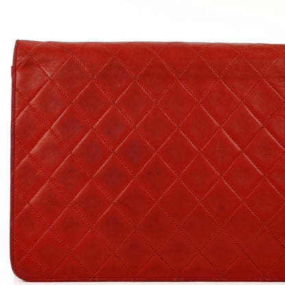 Chanel Vintage Medium Classic Single Flap Bag, Rotes gestepptes Lammleder, 24K Goldplattierte Hardware