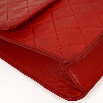 Chanel Vintage Medium Classic Single Flap Bag, Rotes gestepptes Lammleder, 24K Goldplattierte Hardware