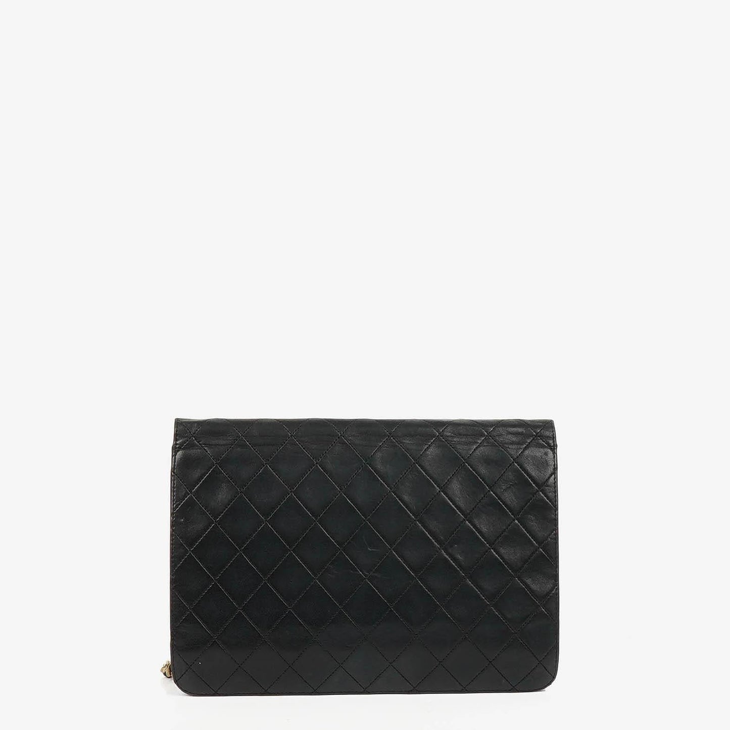 Chanel Vintage Mittlere Klassische Einzelklappen Tasche schwarzes gestepptes Lammleder mit 24K vergoldeten Beschlägen