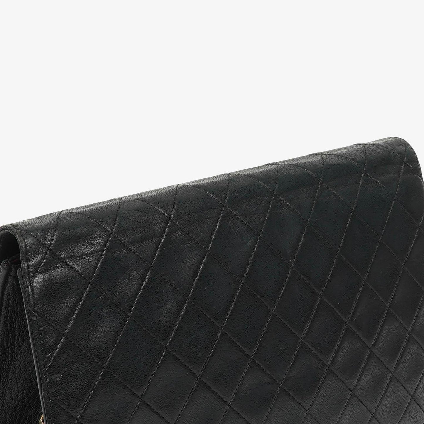Chanel Vintage Mittlere Klassische Einzelklappen Tasche schwarzes gestepptes Lammleder mit 24K vergoldeten Beschlägen