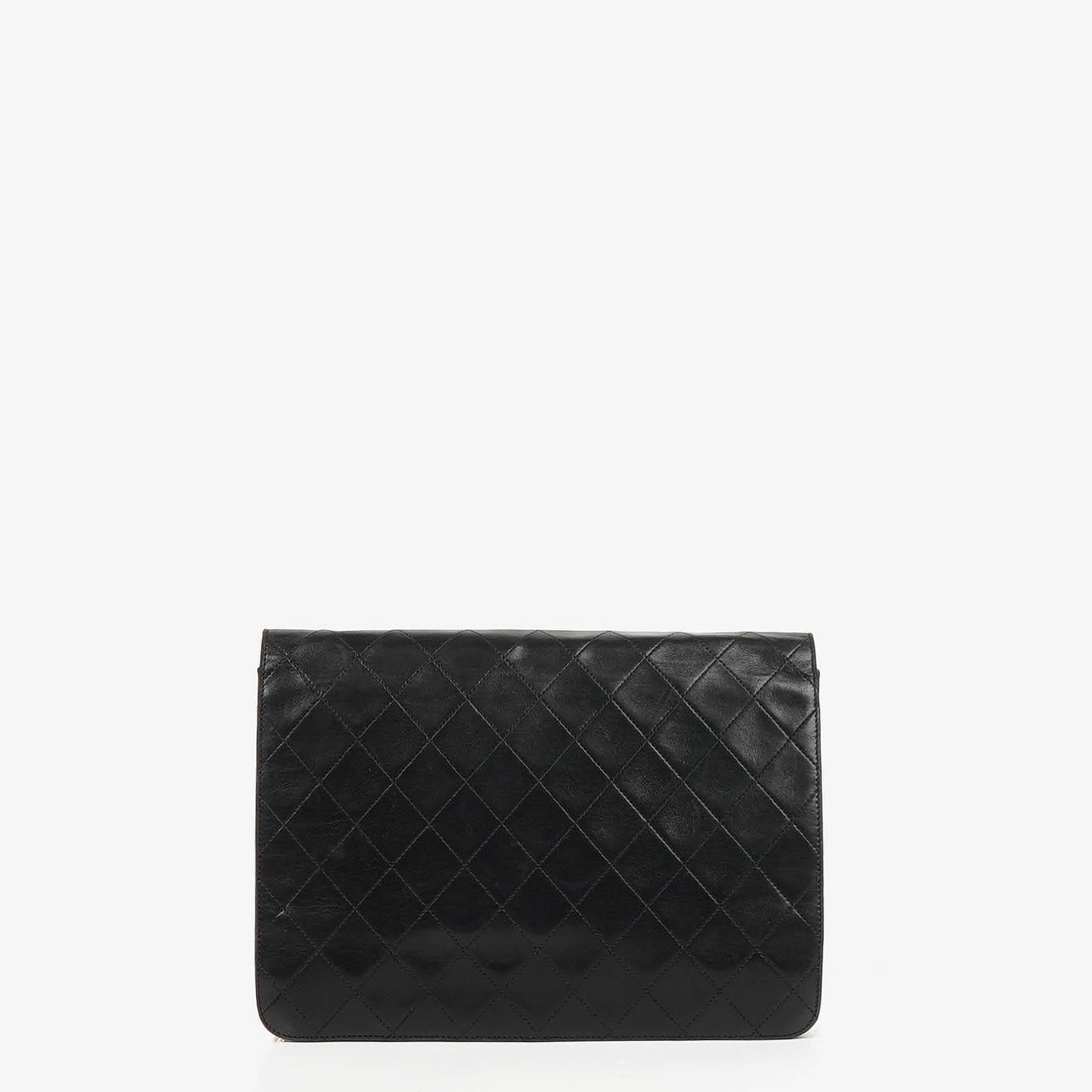 Chanel Vintage Mittlere Klassische Einzelklappen Tasche schwarzes gestepptes Lammleder mit 24K vergoldeten Beschlägen