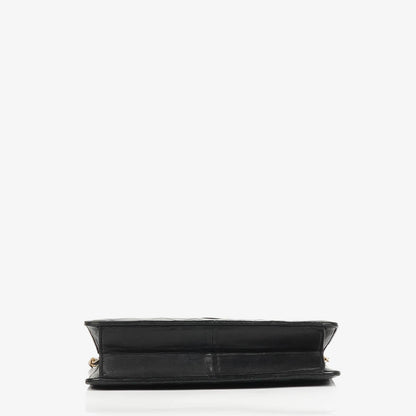 Chanel Vintage Mittlere Klassische Einzelklappen Tasche schwarzes gestepptes Lammleder mit 24K vergoldeten Beschlägen