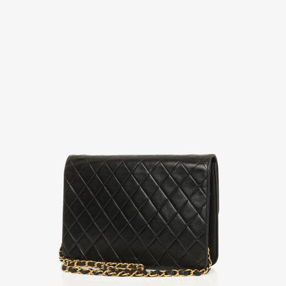 Chanel Vintage Medium Classic Single Flap Tasche aus schwarzem gestepptem Lammleder mit 24K vergoldeten Beschlägen