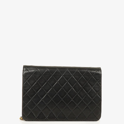 Chanel Vintage Medium Classic Single Flap Tasche aus schwarzem gestepptem Lammleder mit 24K vergoldeten Beschlägen