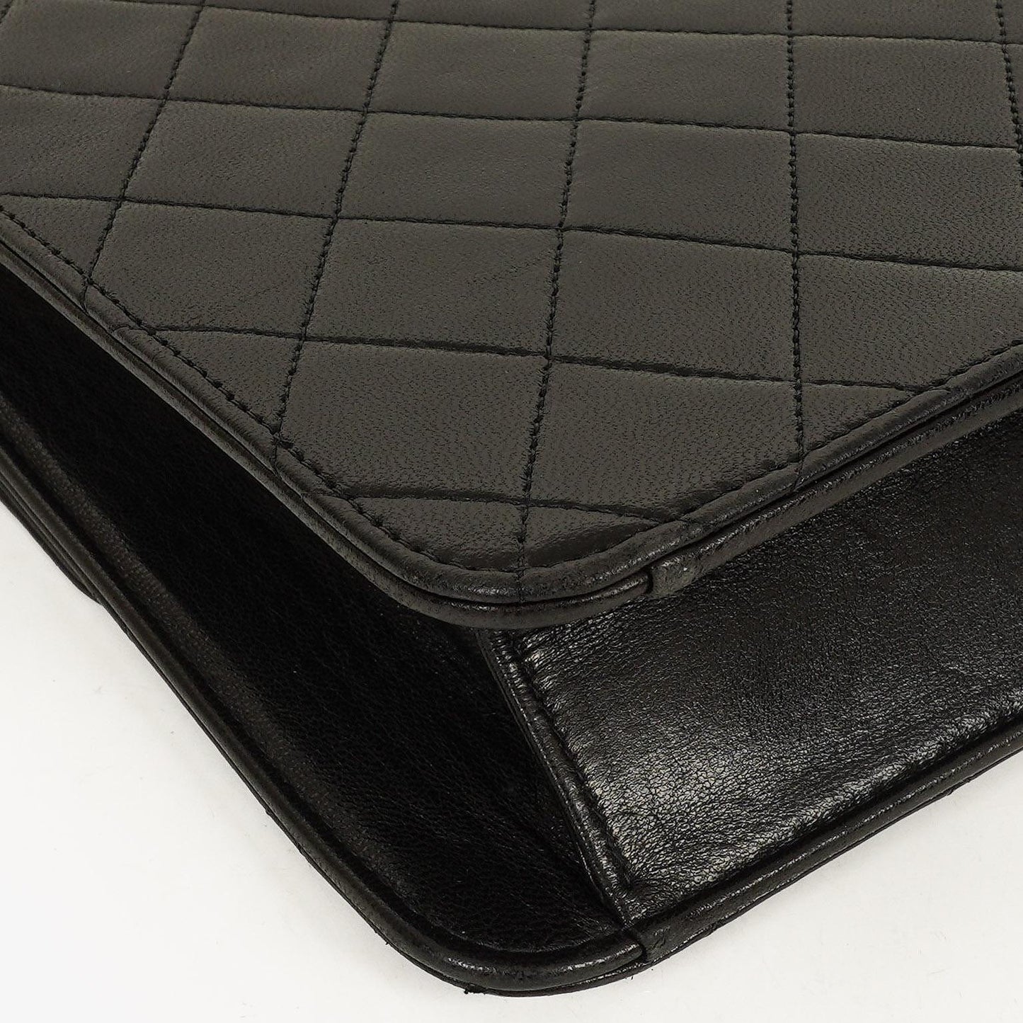 Chanel Vintage Medium Classic Single Flap Tasche aus schwarzem gestepptem Lammleder mit 24K vergoldeten Beschlägen