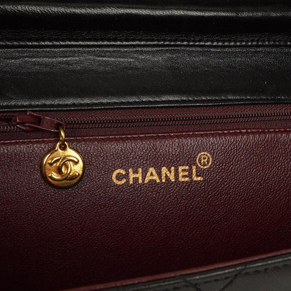 Chanel Vintage Medium Classic Single Flap Tasche aus schwarzem gestepptem Lammleder mit 24K vergoldeten Beschlägen