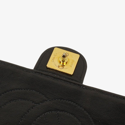 Chanel Vintage Medium Classic Single Flap Tasche aus schwarzem gestepptem Lammleder mit 24K vergoldeten Beschlägen
