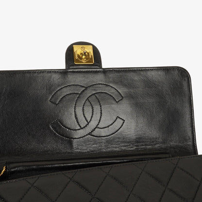 Chanel Vintage Medium Classic Single Flap Tasche aus schwarzem gestepptem Lammleder mit 24K vergoldeten Beschlägen