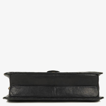 Chanel Vintage Mittlere Klassische Einzelklappen Tasche schwarzes gestepptes Lammleder mit 24K vergoldeten Beschlägen