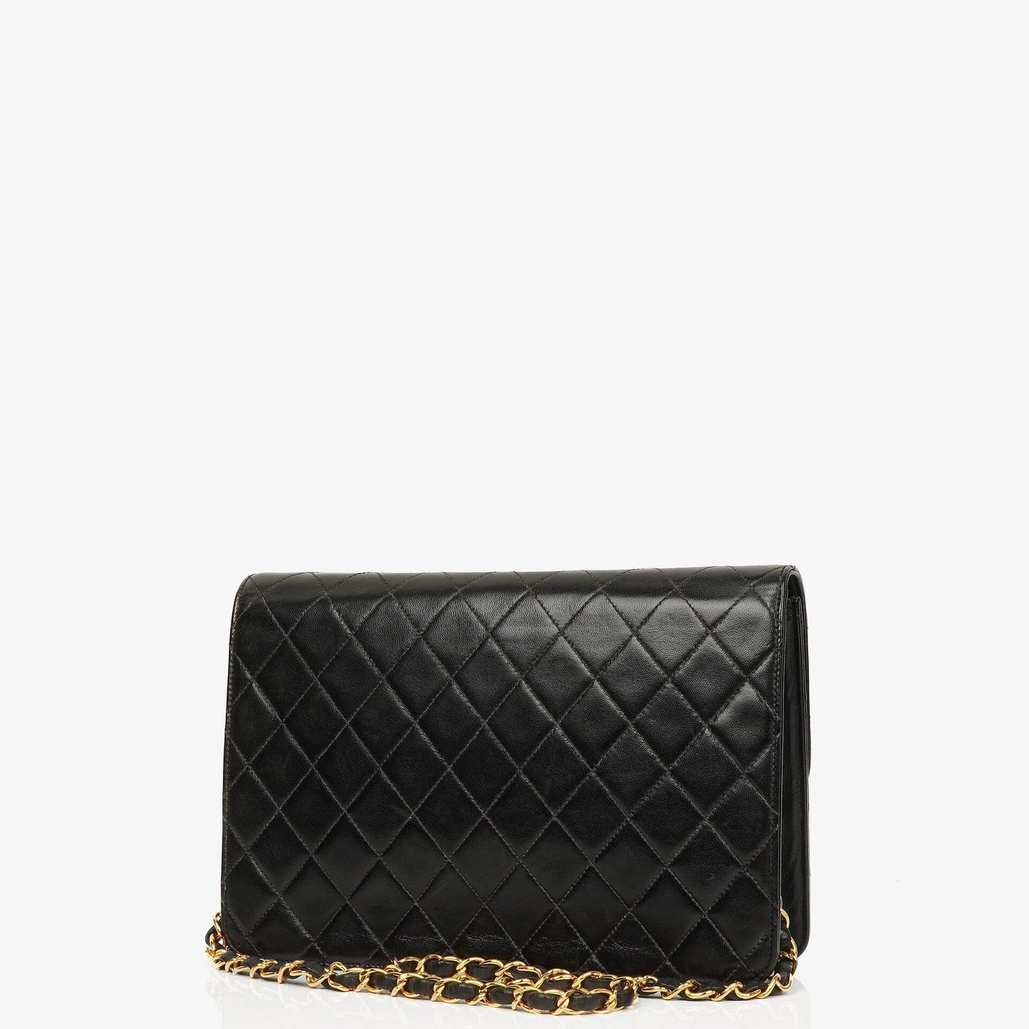 Chanel Vintage Medium Classic Single Flap Tasche aus schwarzem gestepptem Lammleder mit 24K vergoldeten Beschlägen