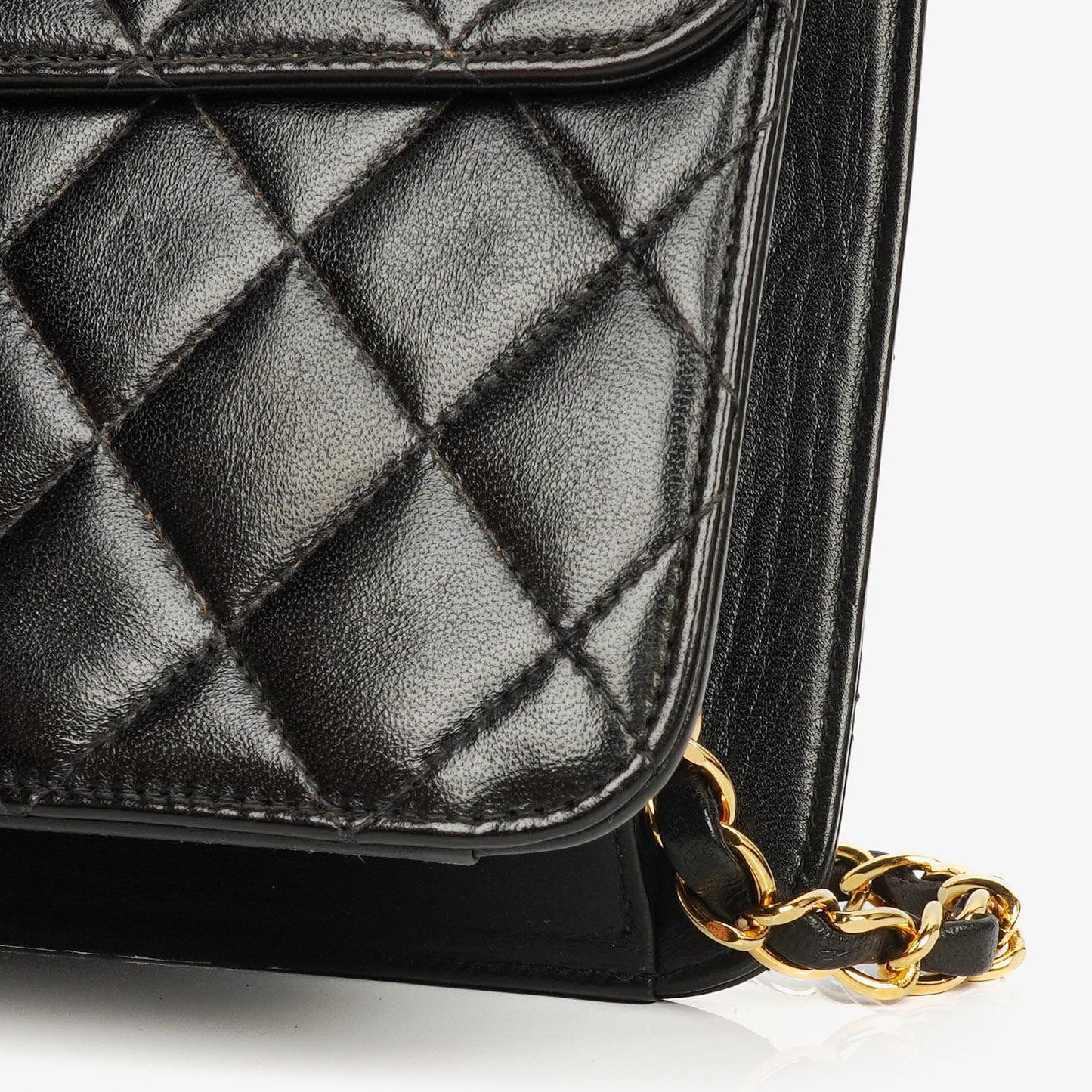 Chanel Vintage Medium Classic Single Flap Tasche aus schwarzem gestepptem Lammleder mit 24K vergoldeten Beschlägen