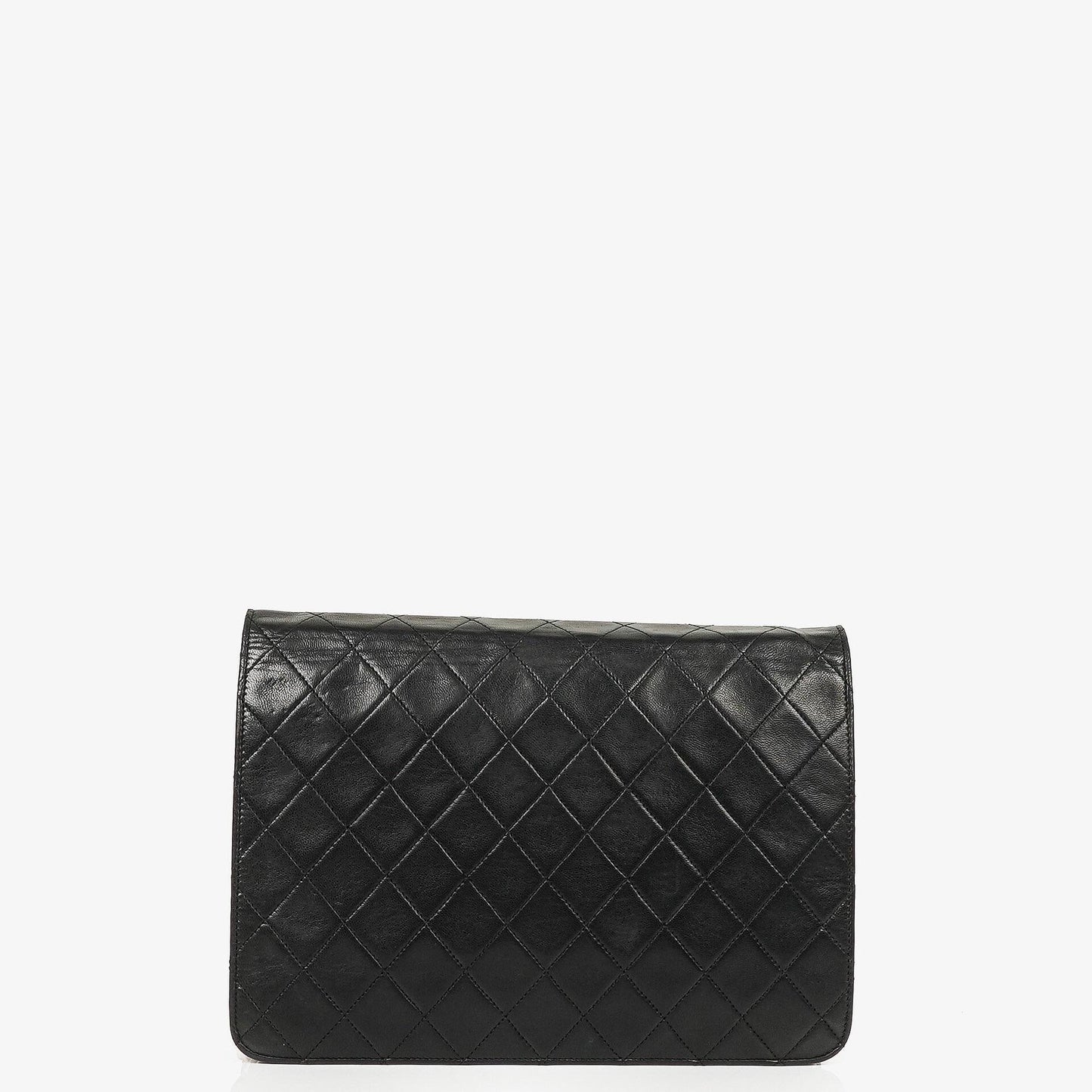 Chanel Vintage Classic Medium Single Flap Tasche aus schwarzem gestepptem Lammleder mit 24K vergoldeter Hardware