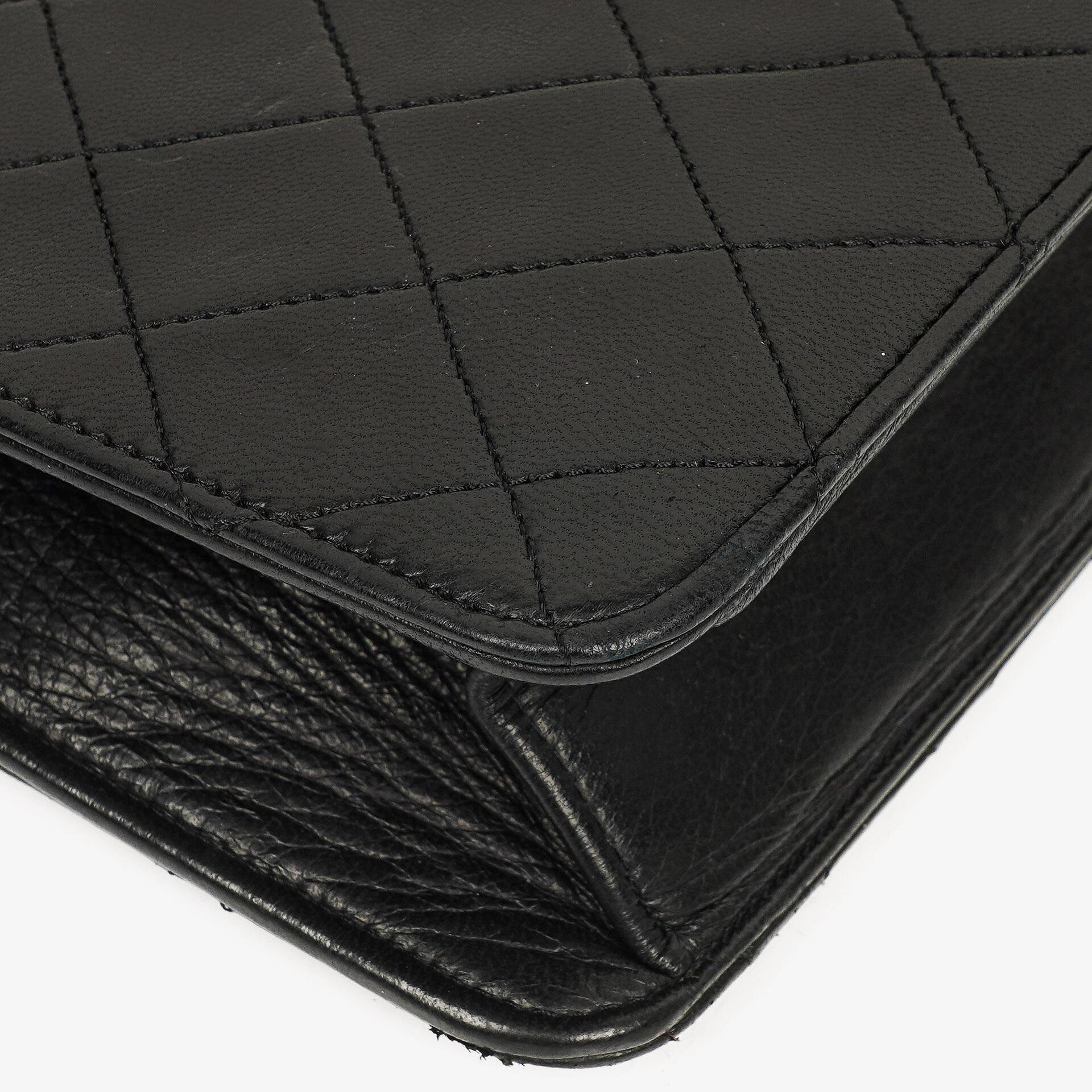 Chanel Vintage Classic Medium Single Flap Tasche aus schwarzem gestepptem Lammleder mit 24K vergoldeter Hardware