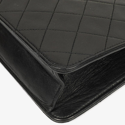 Chanel Vintage Classic Medium Single Flap Tasche aus schwarzem gestepptem Lammleder mit 24K vergoldeter Hardware