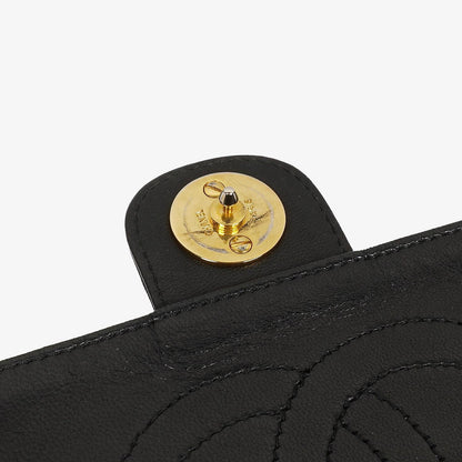 Chanel Vintage Classic Medium Single Flap Tasche aus schwarzem gestepptem Lammleder mit 24K vergoldeter Hardware