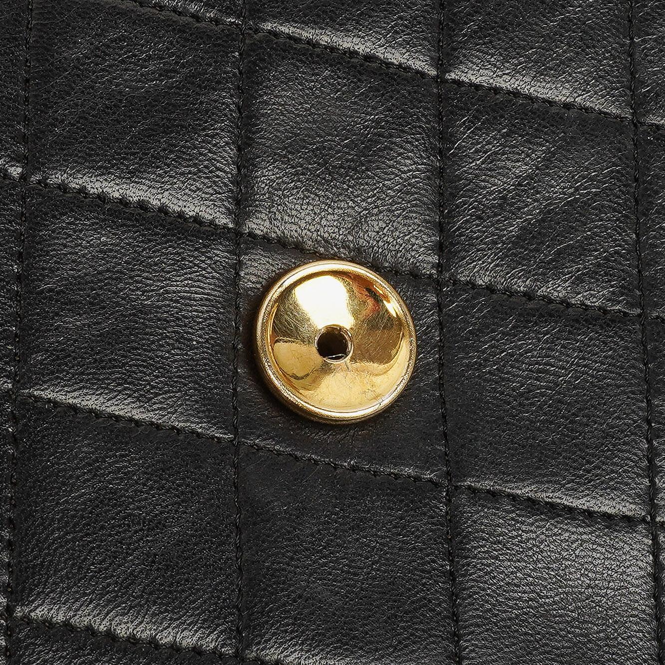 Chanel Vintage Classic Medium Single Flap Tasche aus schwarzem gestepptem Lammleder mit 24K vergoldeter Hardware