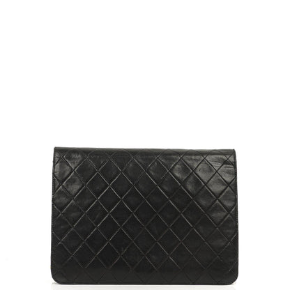 Chanel Vintage Medium Classic Single Flap Bag aus schwarzem gestepptem Lammleder mit goldfarbener Hardware