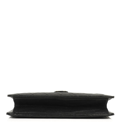 Chanel Vintage Medium Classic Single Flap Bag aus schwarzem gestepptem Lammleder mit goldfarbener Hardware