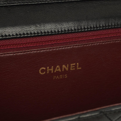 Chanel Vintage Medium Classic Single Flap Bag aus schwarzem gestepptem Lammleder mit goldfarbener Hardware