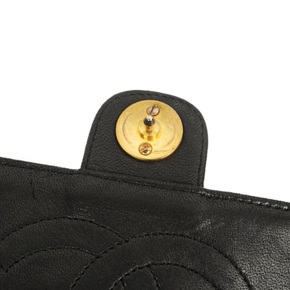Chanel Vintage Medium Classic Single Flap Bag aus schwarzem gestepptem Lammleder mit goldfarbener Hardware