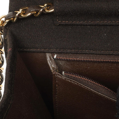 Chanel Vintage Medium Classic Single Flap Bag, Braunes gestepptes Jersey, Goldfarbene Hardware