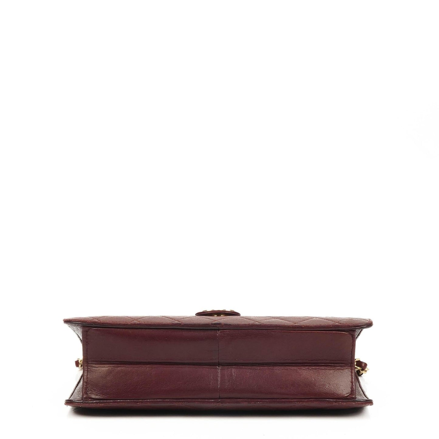 Chanel Vintage Medium Classic Single Flap Bag, Burgunder gestepptes Lammleder, Goldfarbene Hardware