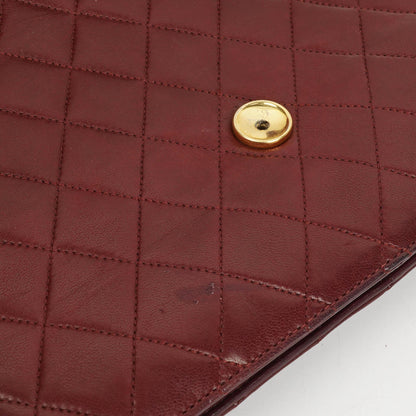 Chanel Vintage Medium Classic Single Flap Bag, Burgunder gestepptes Lammleder, Goldfarbene Hardware