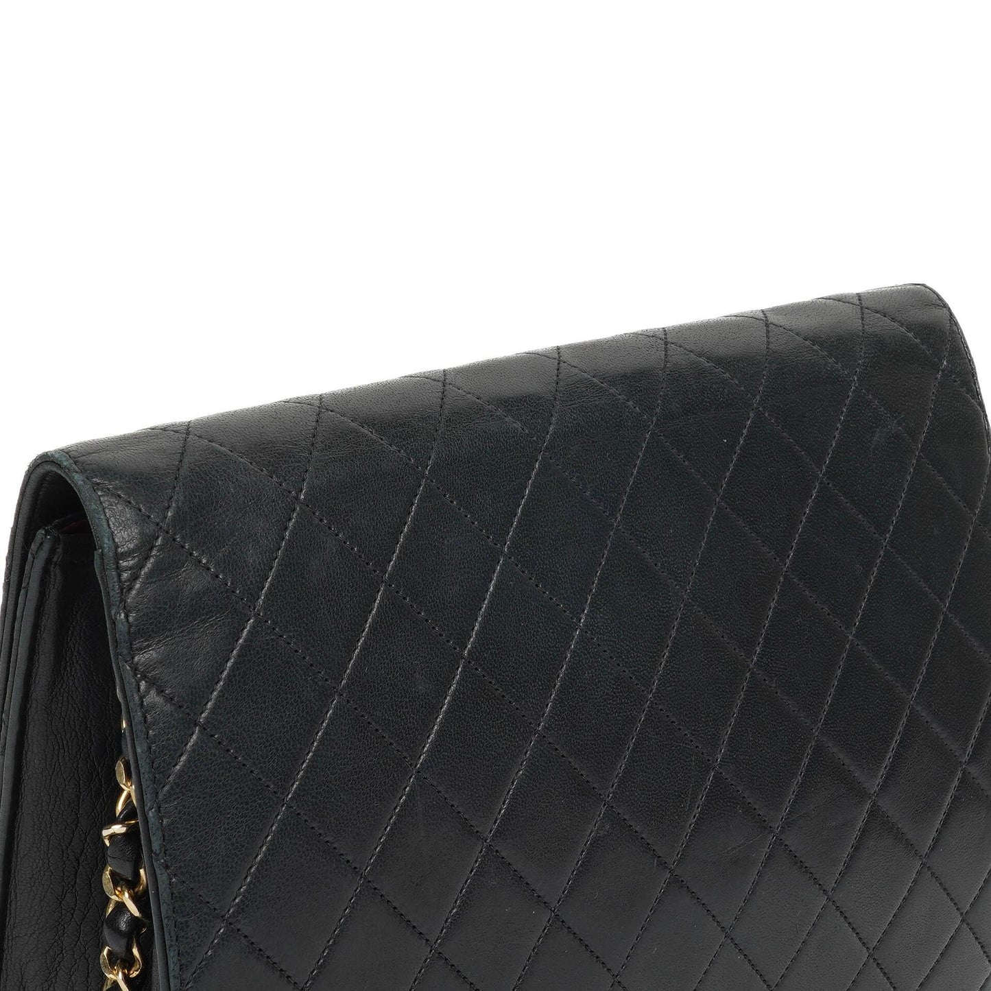 Chanel Vintage Medium Classic Single Flap Bag Navy gestepptes Lammleder mit goldfarbener Hardware