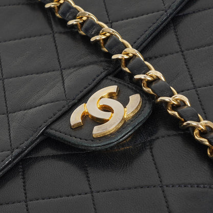Chanel Vintage Medium Classic Single Flap Bag Navy gestepptes Lammleder mit goldfarbener Hardware