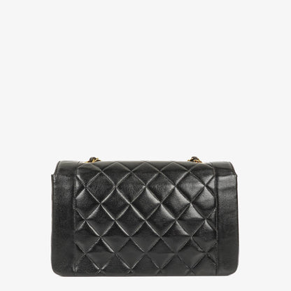 Chanel Vintage Medium Diana schwarze Flap Tasche mit 24K vergoldeten Beschlägen