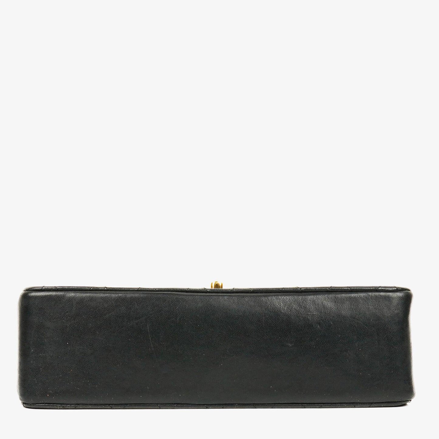 CHANEL Vintage Mittelgroße Timeless Classic Double Flap Tasche aus schwarzem gestepptem Lammleder mit 24K vergoldeter Hardware und Mademoiselle-Kette